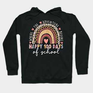 100 Days Rainbow Leopard Boho 100Th Day Of School Teacher Hoodie